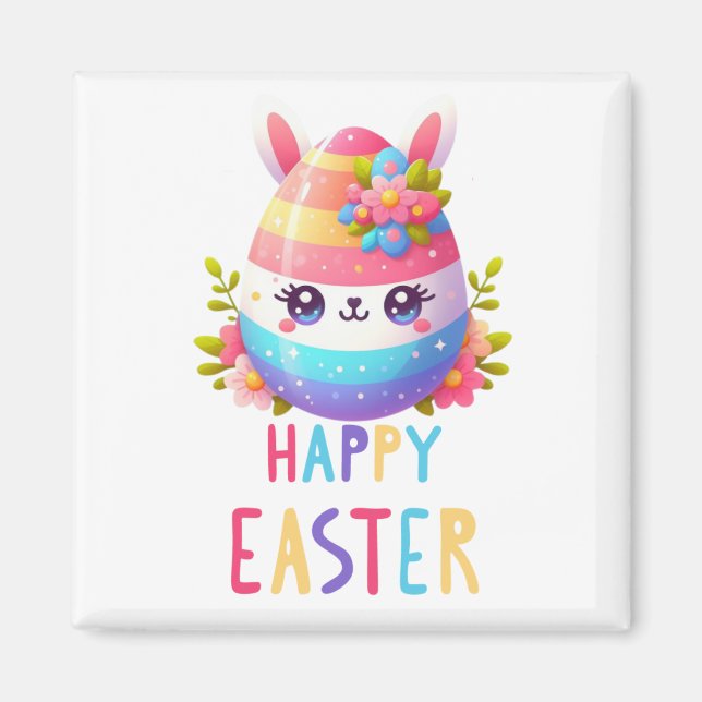 Aimant Cute, coloré lapin d'oeuf de Pâques (Devant)