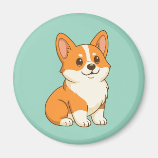 Aimant Cute Corgi Dog Green