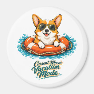 Aimant Cute Corgi "Vacation Mode" Summer Design