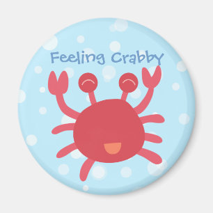 Aimant Cute Crabe Rouge Sentent Crabby Pun