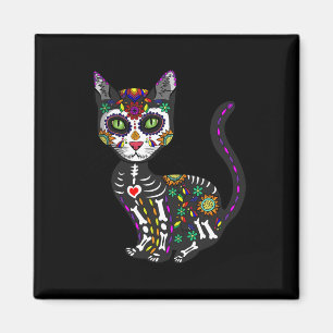 Aimant Cute Crâne Sucre Mexicaine Chat Halloween Jour De