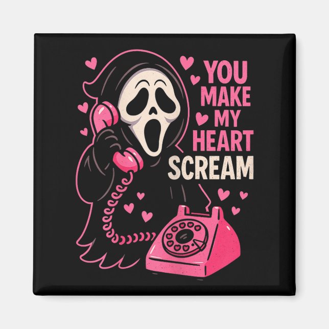 Aimant Cute Creepy Horror Make My Heart Scream Valentine’ (Devant)