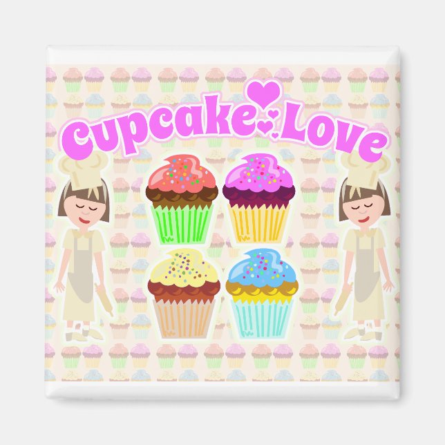 Aimant Cute Cupcake Love Chef (Devant)