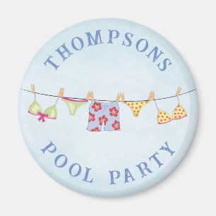 Aimant Cute Custom Family Whimsical Pool Party