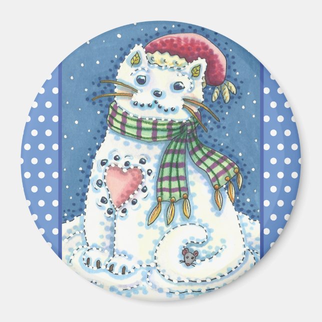 AIMANT CUTE CUTE CHATTE DE NEIGE, FLAKES DE NEIGE CHAT ET (Devant)