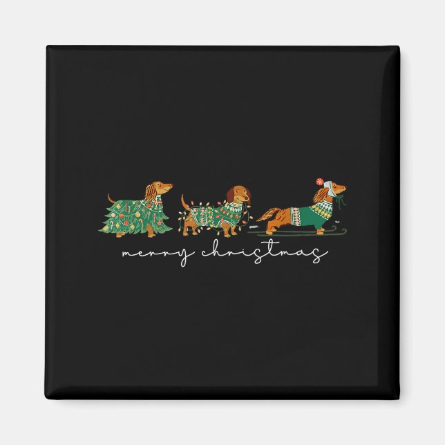 Aimant Cute Dachshund Merry Christmas Weiner Dog Lover Xm (Devant)
