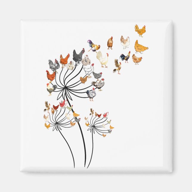 Aimant Cute Dandelion Chickens Lover Shirts For Women Gir (Devant)