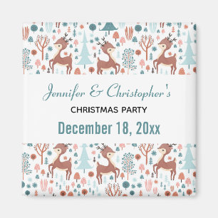 Aimant Cute Deer in Nordic Forest Motif Sauvez la date