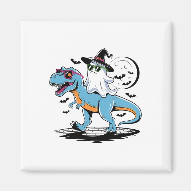 Aimant Cute Dinosaur T Rex Et Fantôme Pour Halloween Et (Devant)