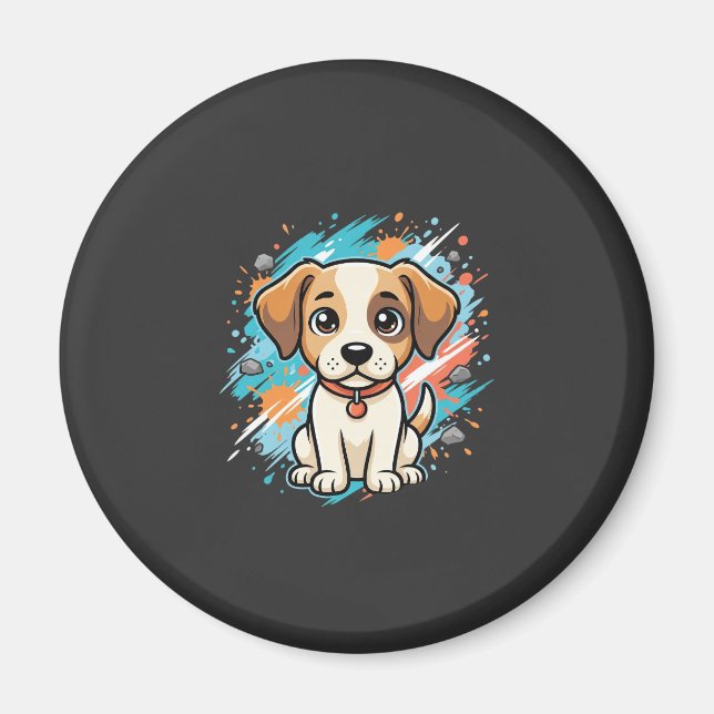 Aimant Cute Dog Paint Splash Vector Art_1 (Devant)