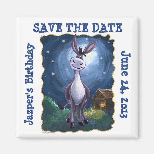 Aimant Cute Donkey Party Center Save the Date Fridge Magn (Devant)