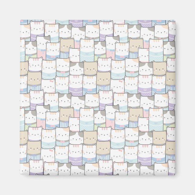 Aimant Cute Doodle Kitten Visages Motif (Devant)