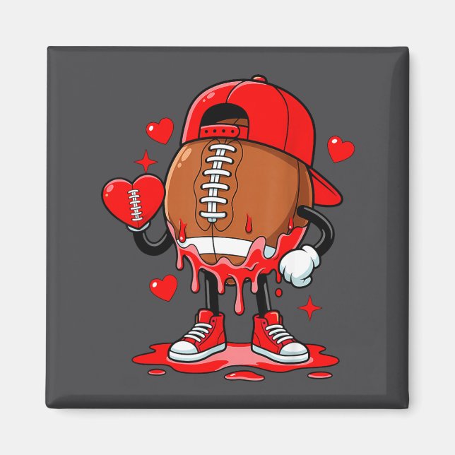 Aimant Cute Dripng Football Lover Heart Valentines Day Bo (Devant)