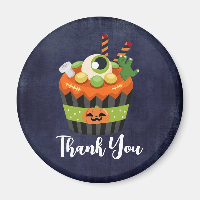 Aimant Cute et Déplaisant Merci Halloween Cupcake (Devant)