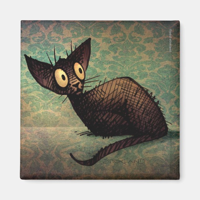 Aimant Cute et drôle Black Oriental Cat Art (Devant)