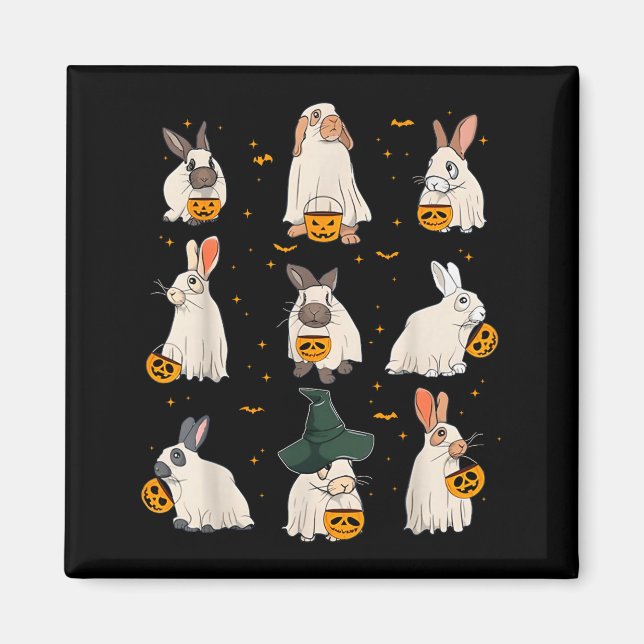 Aimant Cute Fall Bunny Ghost Costume Rabbit Lover Soky Se (Devant)