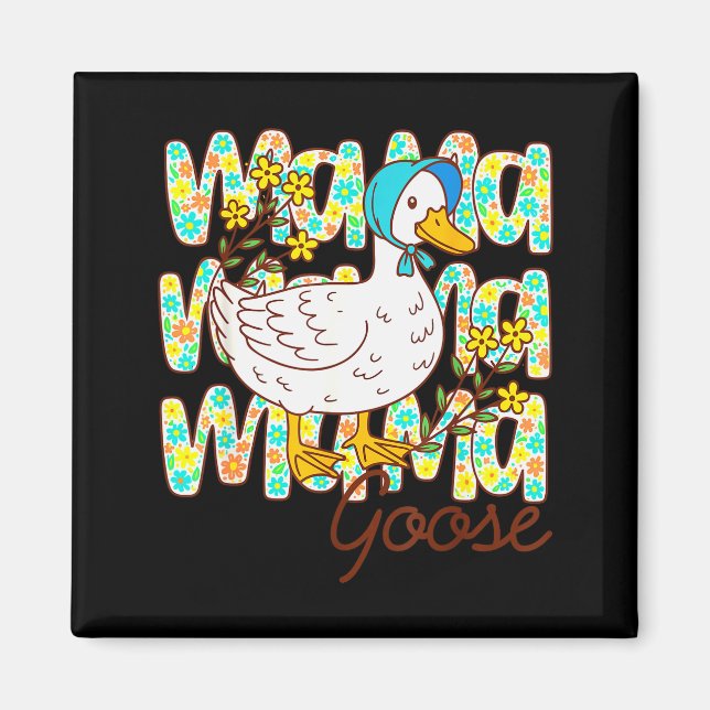 Aimant Cute Floral Mama Goose Coquette Mother's Day Silly (Devant)