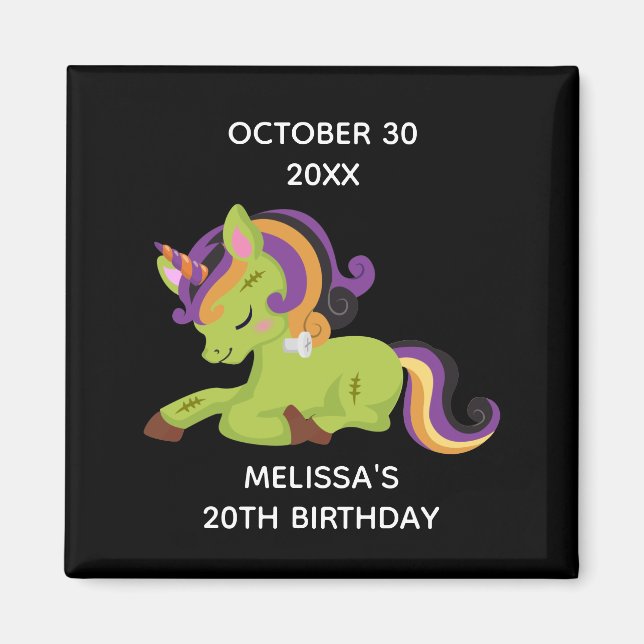 Aimant Cute Frankenstein Unicorn Halloween Birthday (Devant)