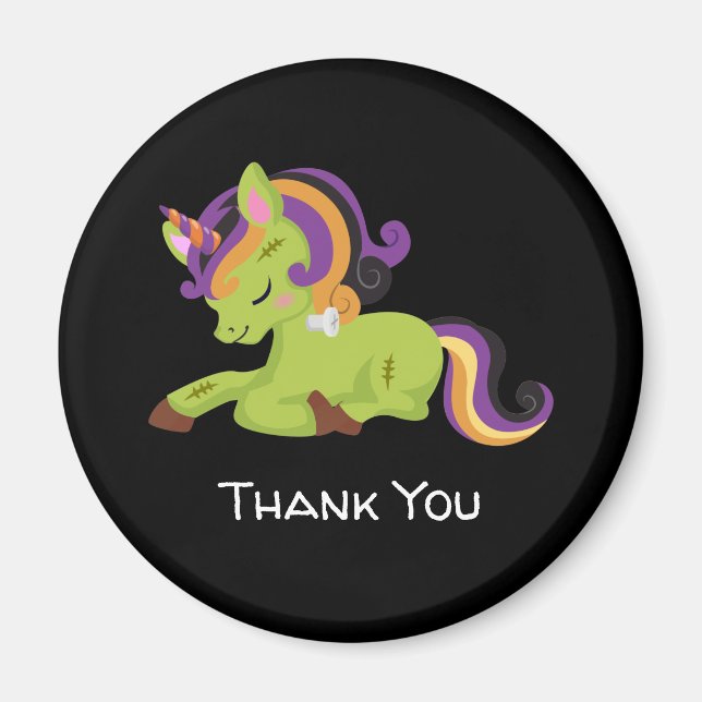 Aimant Cute Frankenstein Unicorn Halloween Thank You (Devant)