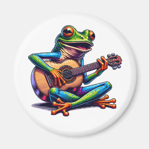 Aimant Cute Frog Jouer une guitare