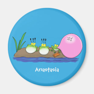 Aimant Cute funny frogs bubblegum cartoon illustration