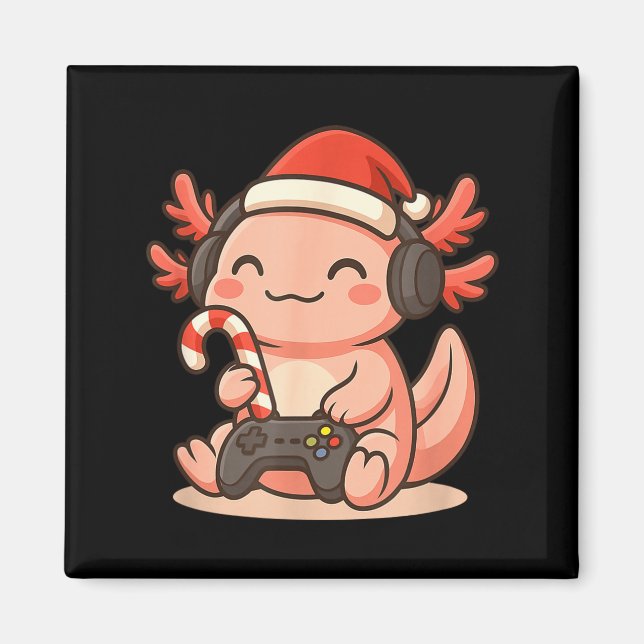 Aimant Cute Gamer Axolotl Christmas Design  (Devant)