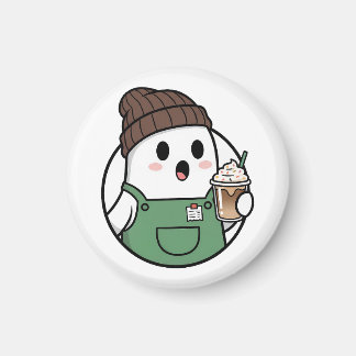 Aimant Cute Ghost Coffee Button