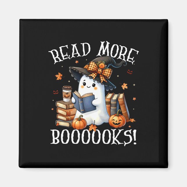 Aimant Cute Ghost Lecture Livre Amateurs Halloween Lire p (Devant)