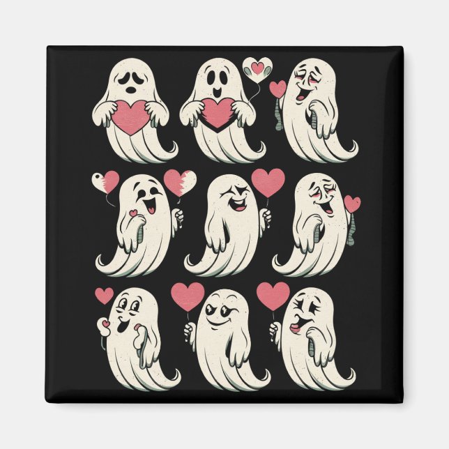 Aimant Cute Ghost Lover Coeur Valentines Jour Drôle Coupl (Devant)