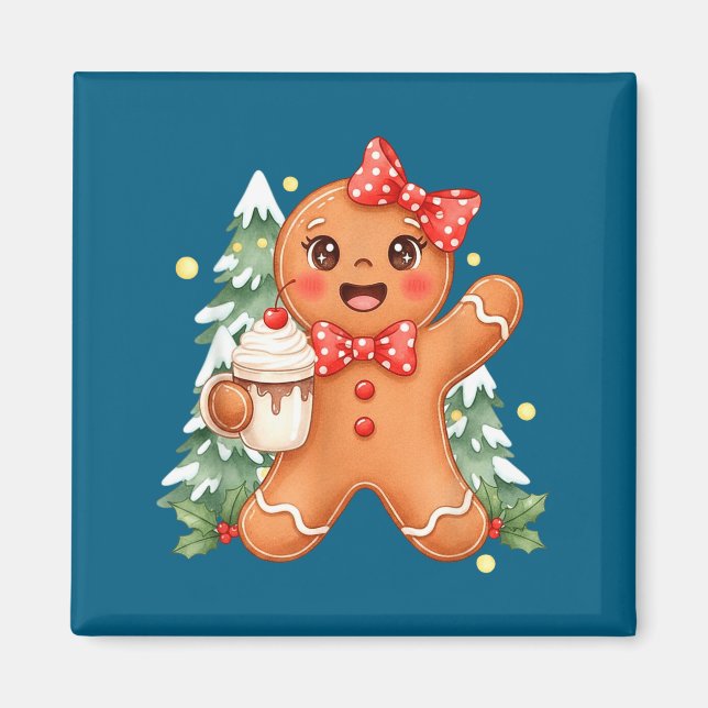 Aimant Cute Gingerbread Christmas Snow Xmas For Men Women (Devant)