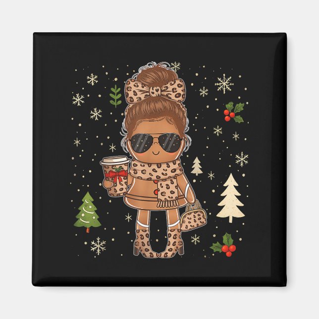 Aimant Cute Gingerbread Christmas Snow Xmas For Men Women (Devant)