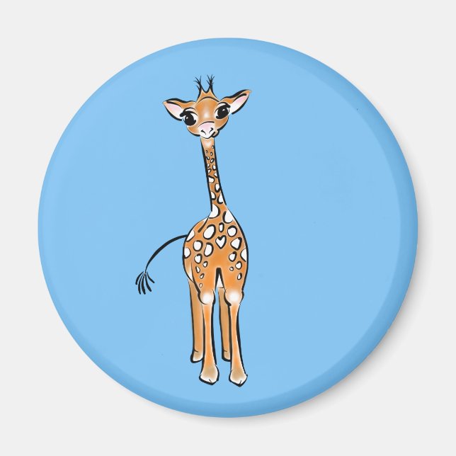 Aimant Cute Giraffe drawing, safari animals (Devant)