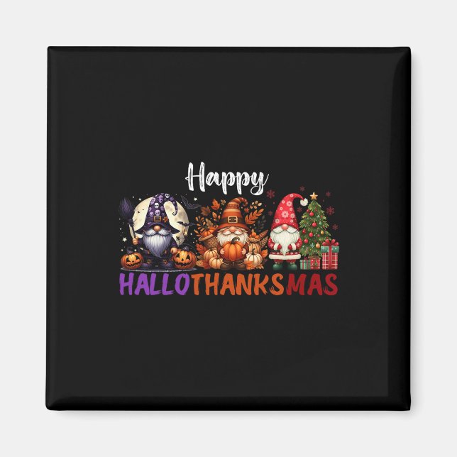 Aimant Cute Gnomes Joyeux Hallothanksmas Halloween Thanks (Devant)