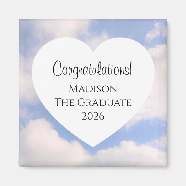 Aimant Cute Graduation 2026 Congratulations Message Heart (Devant)