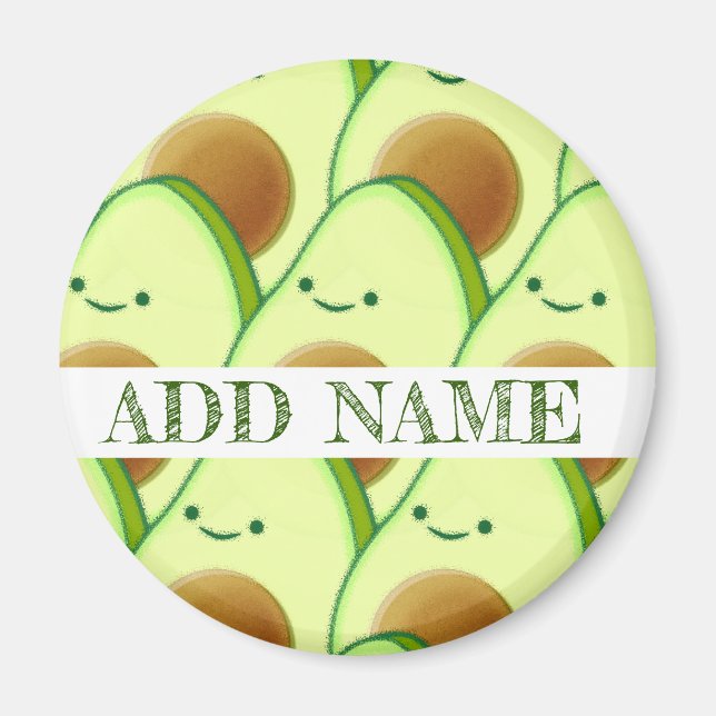 Aimant Cute Green Avocado partout sur le dessin Nom perso (Devant)
