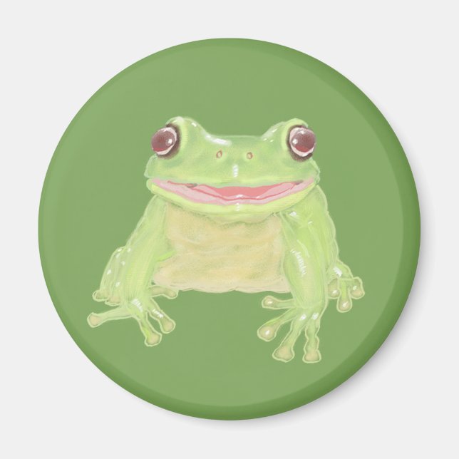 Aimant Cute Green Tree Frog - transparent. (Devant)