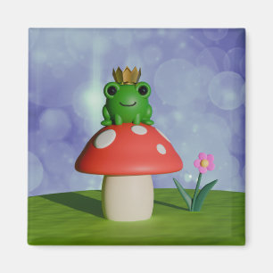 Aimant Cute grenouille caricaturale portant une couronne