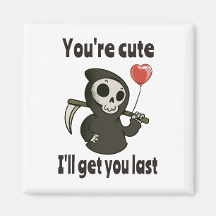 Aimant Cute Grim Reaper avec coeur romantique