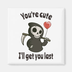 Aimant Cute Grim Reaper avec coeur romantique