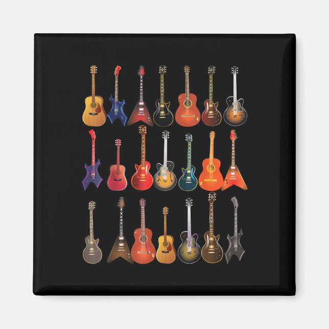 Aimant Cute Guitar Rock and Roll Musical Instruments (Devant)