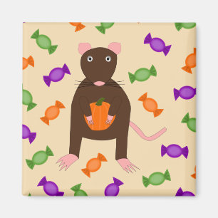 Aimant Cute Halloween Rat et Citrouille