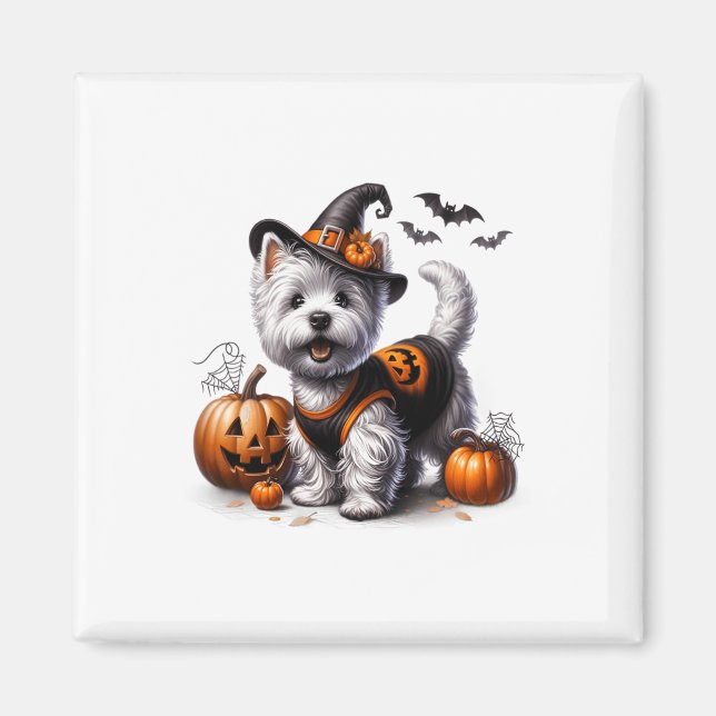 Aimant Cute Halloween Westie Tee West Terrier Chien Conce (Devant)