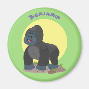 Aimant Cute happy big gorilla cartoon illustration