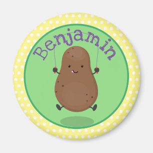 Aimant Cute happy potato jumping rope cartoon