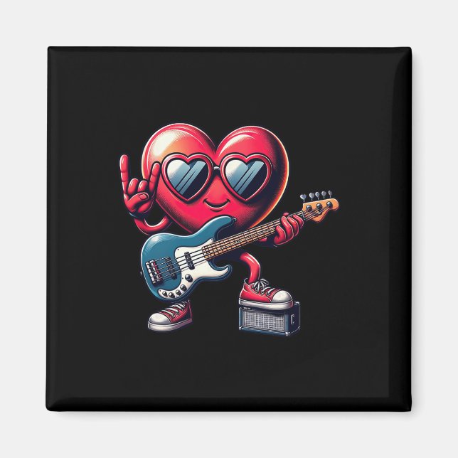 Aimant Cute Heart Guitare Joueurs Enfants Mens Guitare Va (Devant)