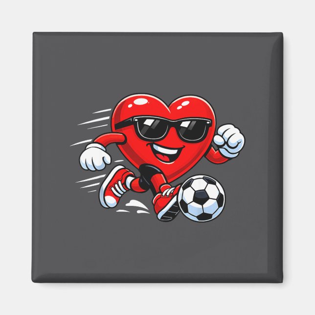 Aimant Cute Heart Playing Soccer Valentines Day Soccer Bo (Devant)