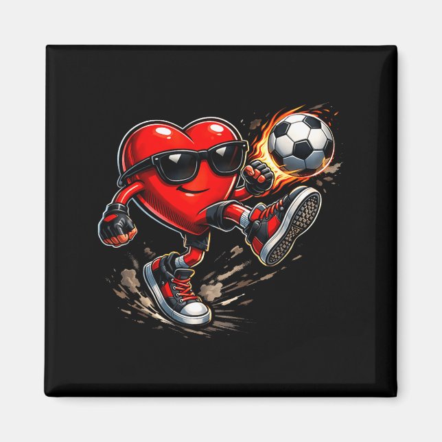 Aimant Cute Heart Playing Soccer Valentines Day Soccer Bo (Devant)