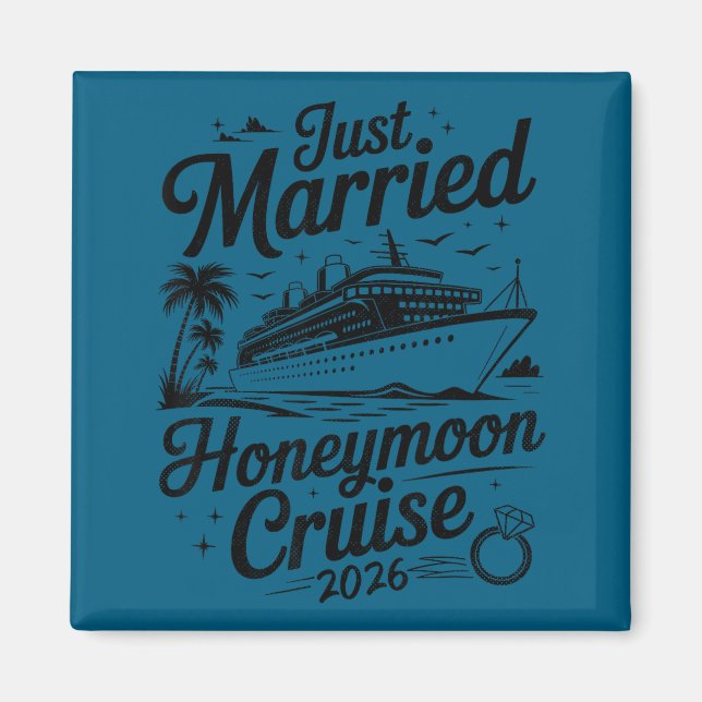 Aimant Cute Just Married Honeymoon Cruise 2026 Newlyweds  (Devant)