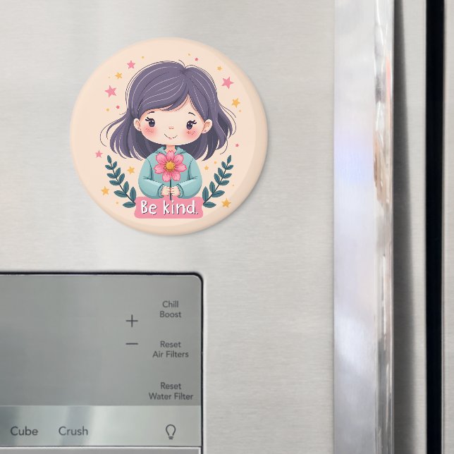 Aimant Cute Kawaii "Be Kind" Illustration (In situ (réfrigérateur))