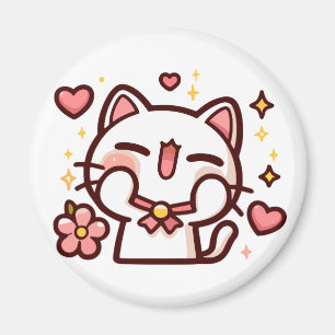 Aimant Cute Kawaii Chat Blanc